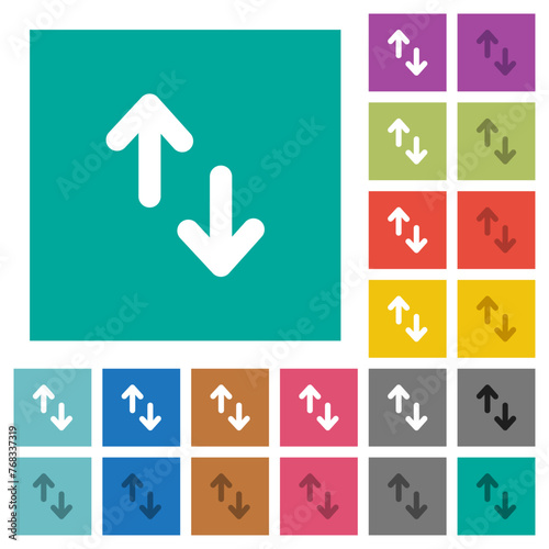 Data transfer solid square flat multi colored icons