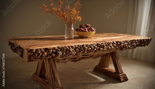 Rustic wooden table, interior design