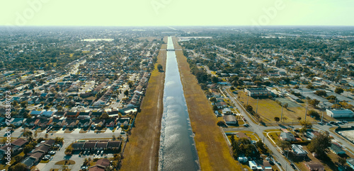 DRONE CAPTURE OF SNAKE CREEK FROM MIAMI GARDENS, FLORIDA WITH WESTERN EXOSURE.