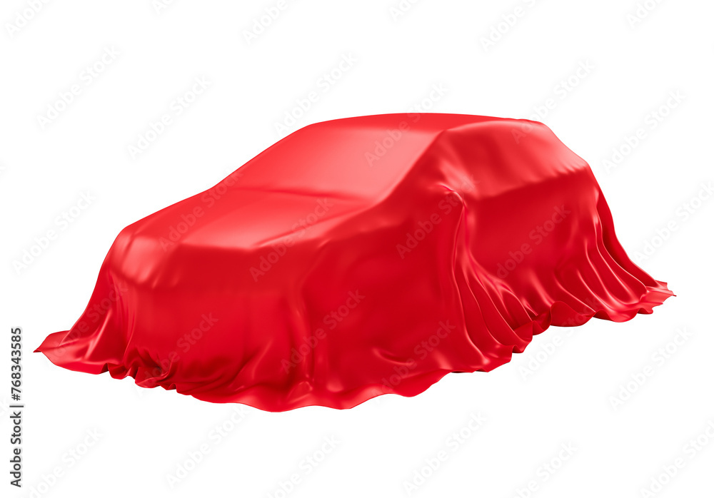 Car Covered with Cloth 3D Render on Transparent Background