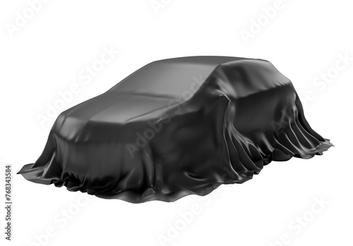 Obraz na plátně Car Covered with Cloth 3D Render on Transparent Background