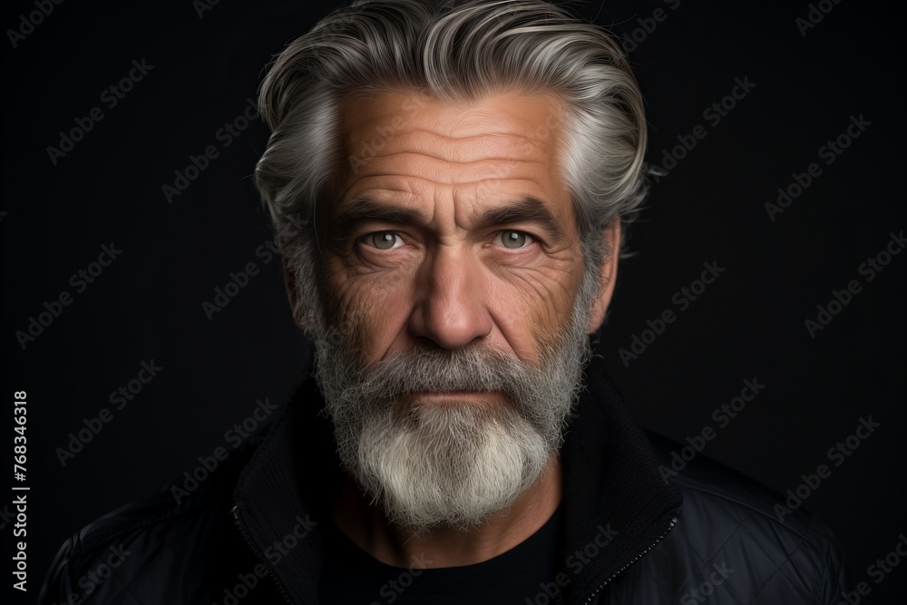 Portrait of a handsome senior man with gray beard and mustache. Studio shot. Portrait of a handsome senior man with gray beard and mustache. Studio shot.