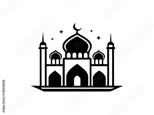 Minimalist vector of a mosque/masjid. Can be used for islamic prayer room symbol.