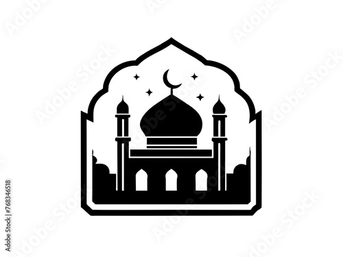 Minimalist vector of a mosque/masjid. Can be used for islamic prayer room symbol.