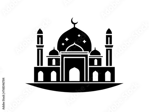 Minimalist vector of a mosque/masjid. Can be used for islamic prayer room symbol.