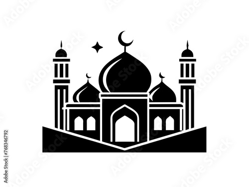 Minimalist vector of a mosque/masjid. Can be used for islamic prayer room symbol.