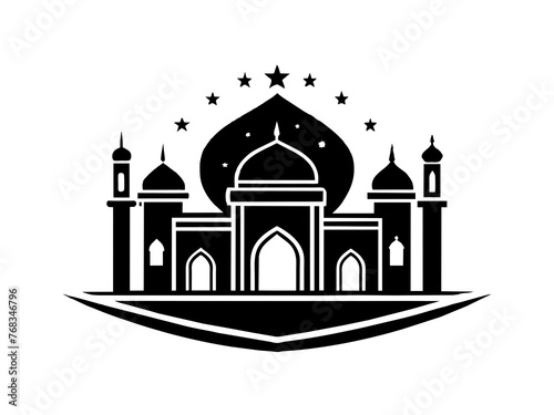 Minimalist vector of a mosque/masjid. Can be used for islamic prayer room symbol.