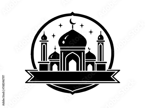 Minimalist vector of a mosque/masjid. Can be used for islamic prayer room symbol.