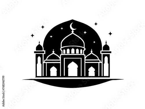 Minimalist vector of a mosque/masjid. Can be used for islamic prayer room symbol.