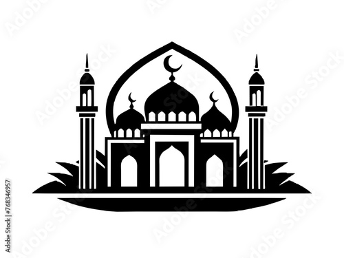 Minimalist vector of a mosque/masjid. Can be used for islamic prayer room symbol.