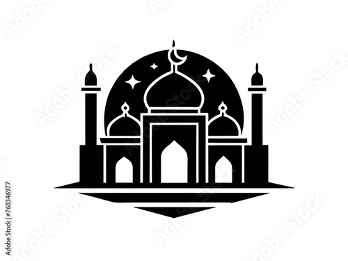 Minimalist vector of a mosque/masjid. Can be used for islamic prayer room symbol.