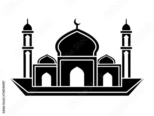 Minimalist vector of a mosque/masjid. Can be used for islamic prayer room symbol.