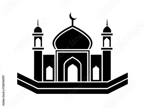 Minimalist vector of a mosque/masjid. Can be used for islamic prayer room symbol.