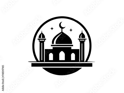 Minimalist vector of a mosque/masjid. Can be used for islamic prayer room symbol.