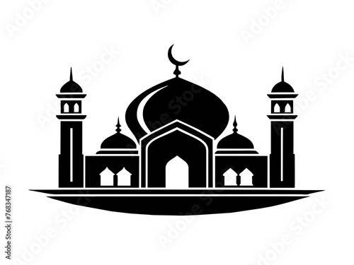Minimalist vector of a mosque/masjid. Can be used for islamic prayer room symbol.