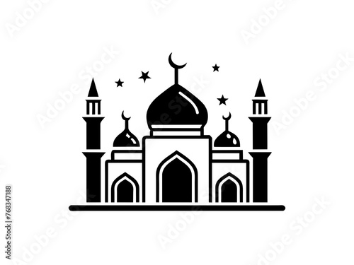 Minimalist vector of a mosque/masjid. Can be used for islamic prayer room symbol.