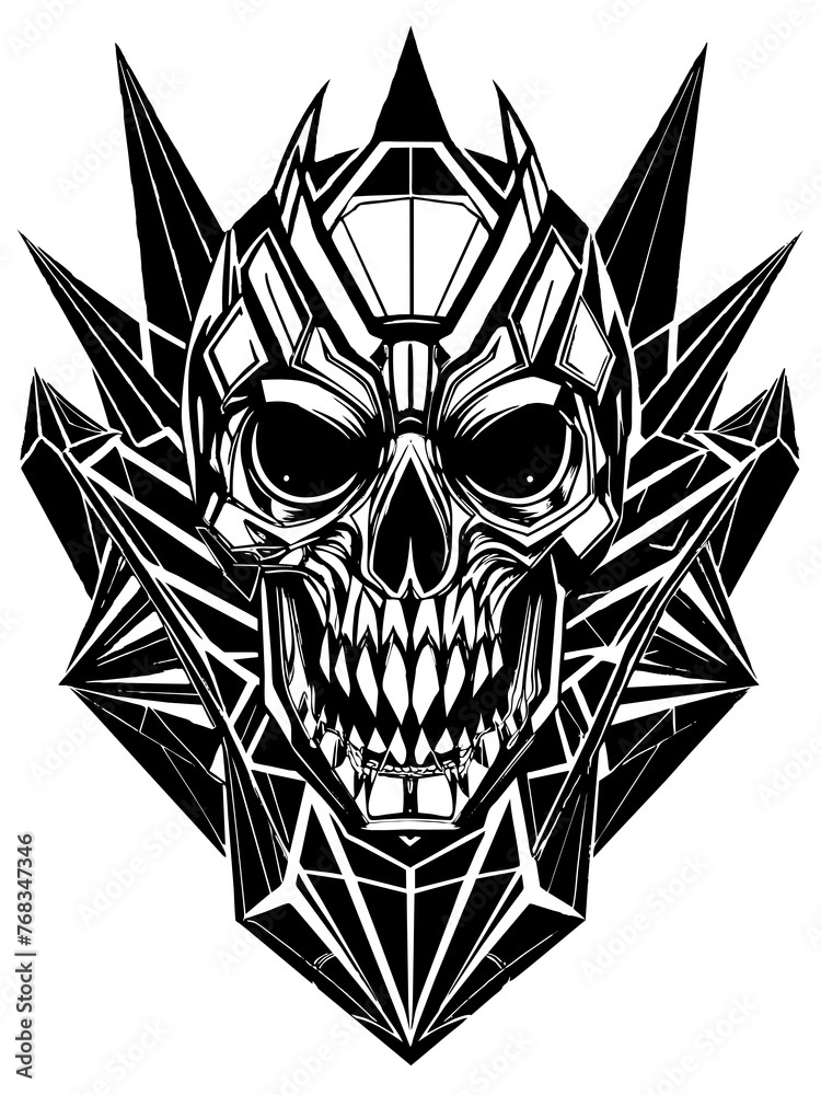Hard rock metal skull with horns.