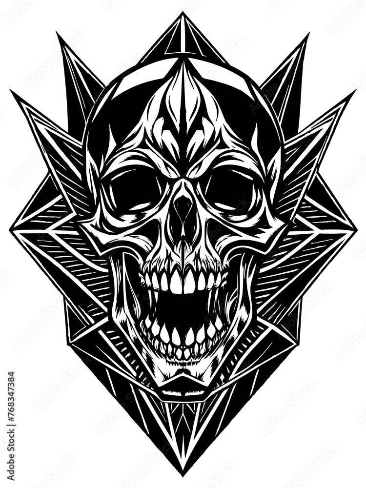 Hard rock metal skull with horns. Hard rock metal skull with horns.