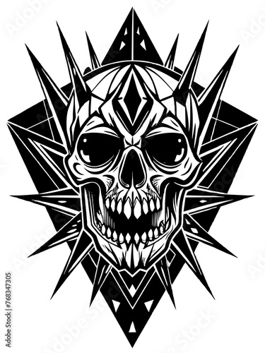 Hard rock metal skull with horns.