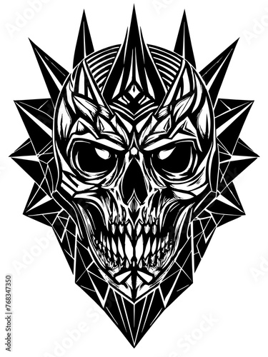 Hard rock metal skull with horns.