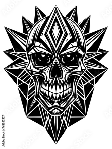 Hard rock metal skull with horns.