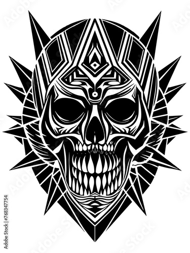 Hard rock metal skull with horns.