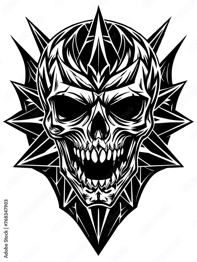 Hard rock metal skull with horns. Hard rock metal skull with horns.