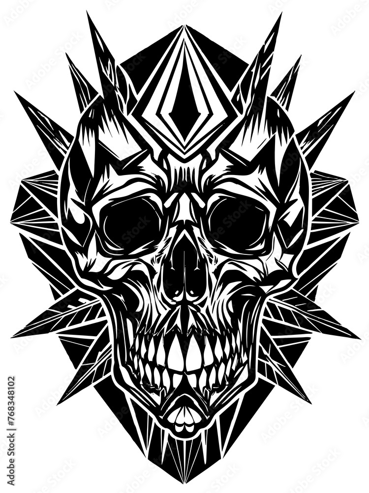 Hard rock metal skull with horns.