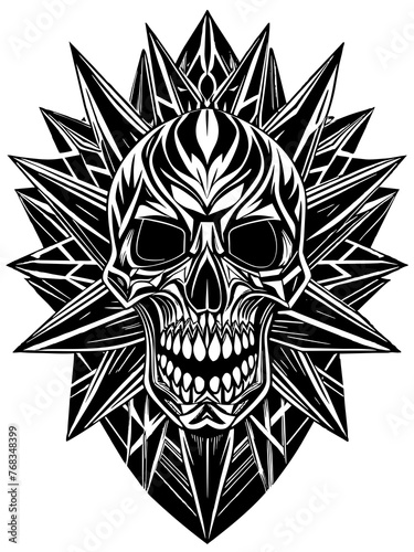 Hard rock metal skull with horns.