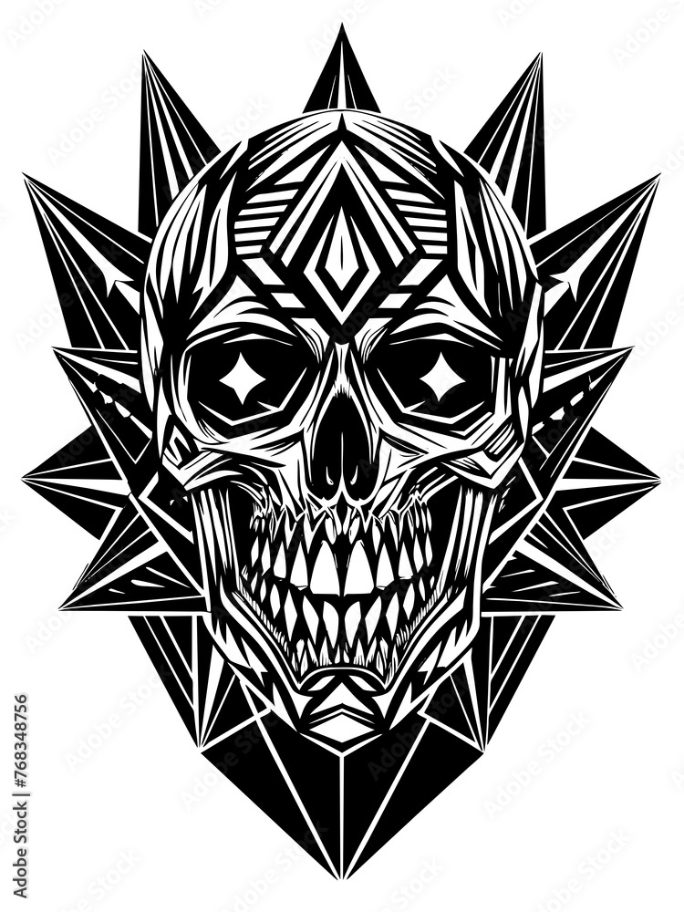 Hard rock metal skull with horns. Hard rock metal skull with horns.