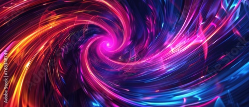 Abstract spiral light lines background, dynamic colorful image. photo