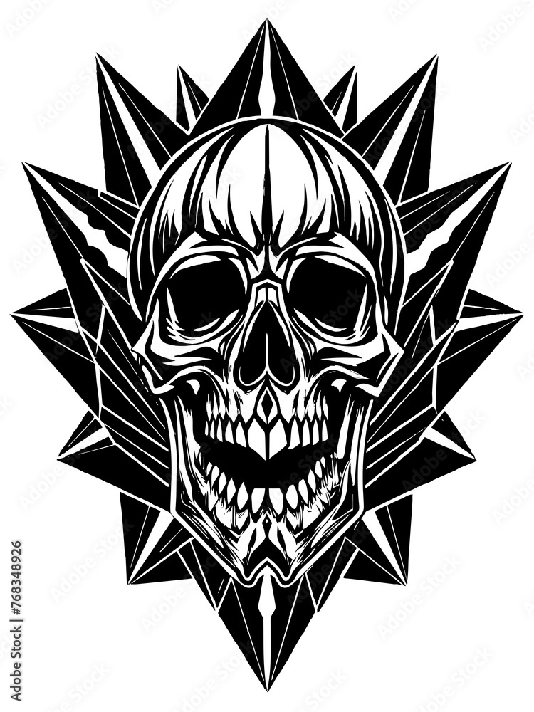 Hard rock metal skull with horns.