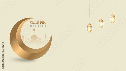 Premium luxury 3D design greetings for Islamic Eid al-Fitr celebrations