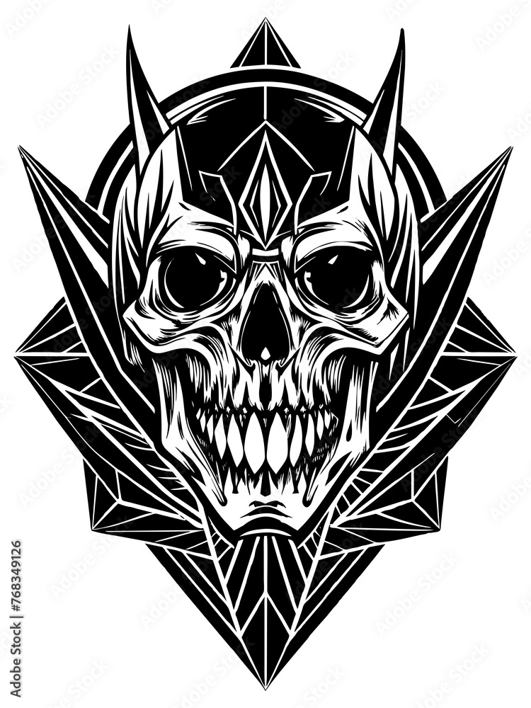 Hard rock metal skull with horns. Hard rock metal skull with horns.