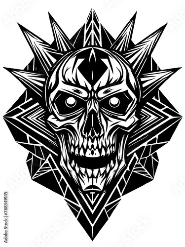 Hard rock metal skull with horns.