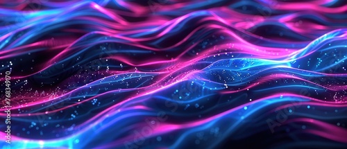 background neon line wave 3d rendering illustration