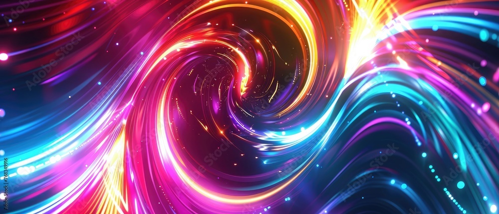 Color shiny neon lights background with abstract lines, magic energy concept