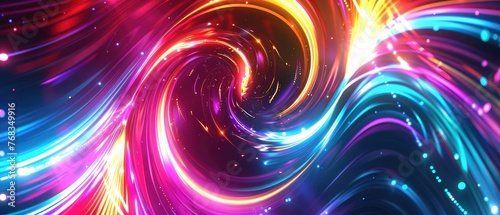 Color shiny neon lights background with abstract lines, magic energy concept