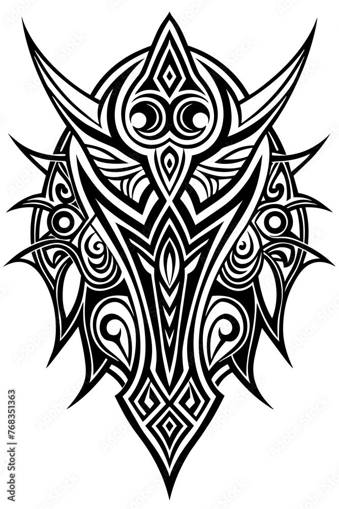 Obraz premium Minimalist tribal vector. Black and white color.