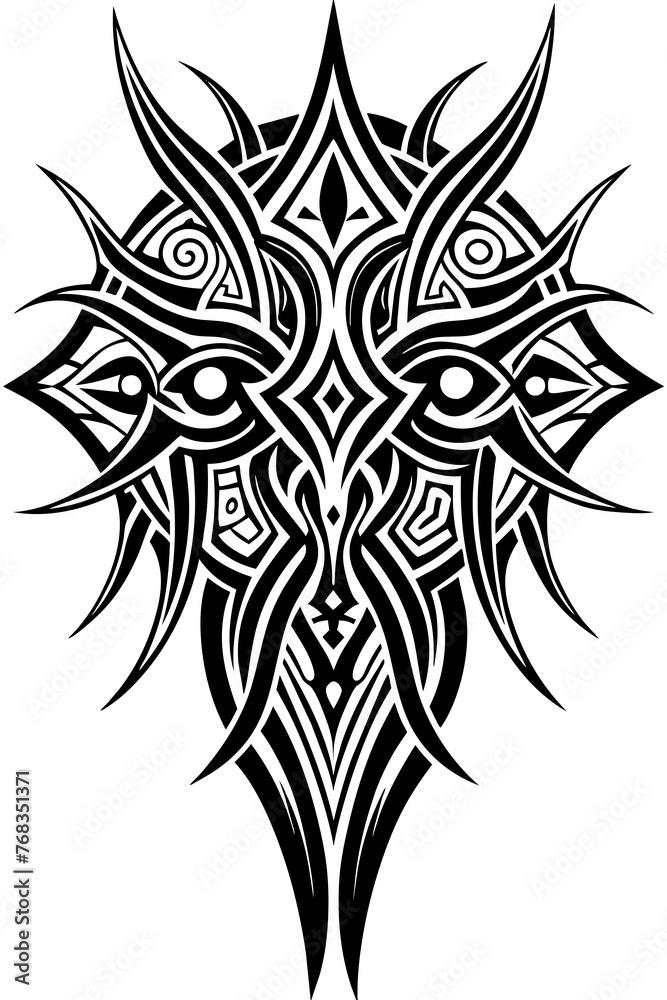 Fototapeta premium Minimalist tribal vector. Black and white color.