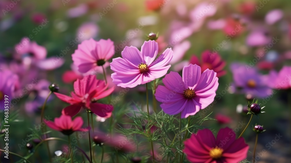Cosmos flower photos in an outdoor flower garden look gorgeous. Cosmos flower photos in an outdoor flower garden look gorgeous.