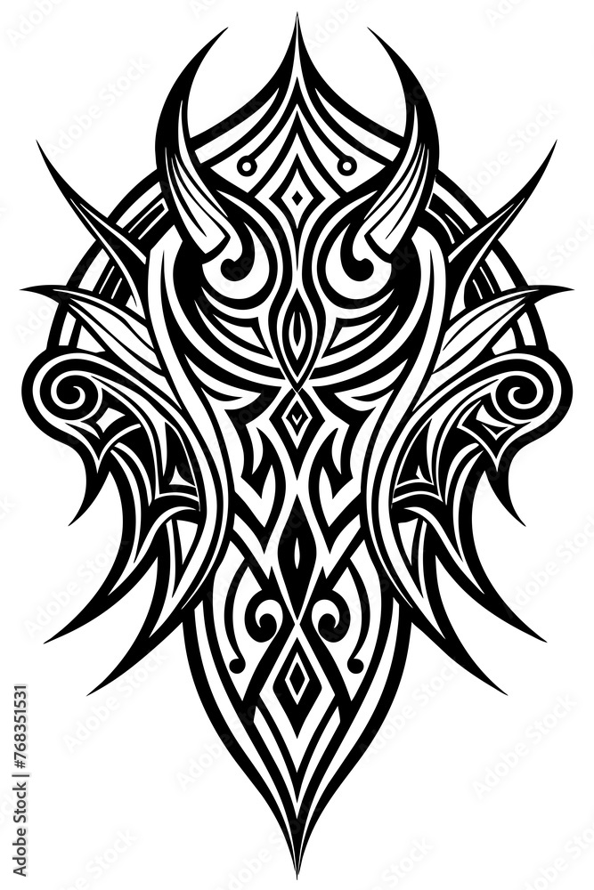 Obraz premium Minimalist tribal vector. Black and white color.
