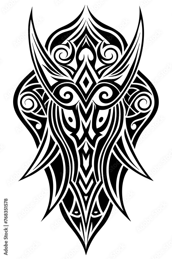 Obraz premium Minimalist tribal vector. Black and white color.