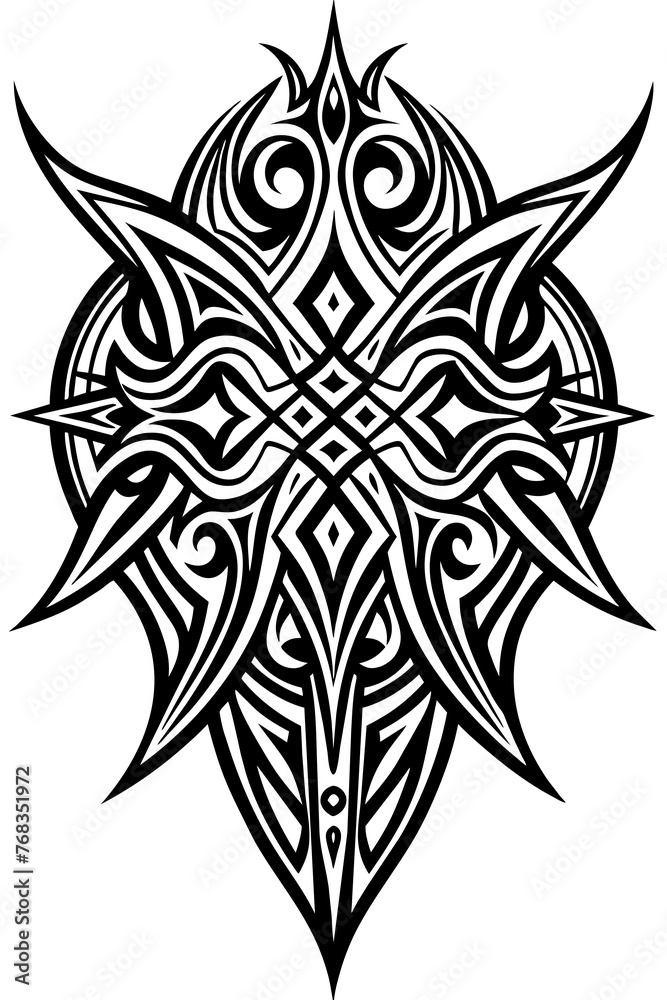 Fototapeta premium Minimalist tribal vector. Black and white color.