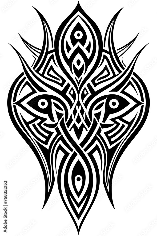 Fototapeta premium Minimalist tribal vector. Black and white color.