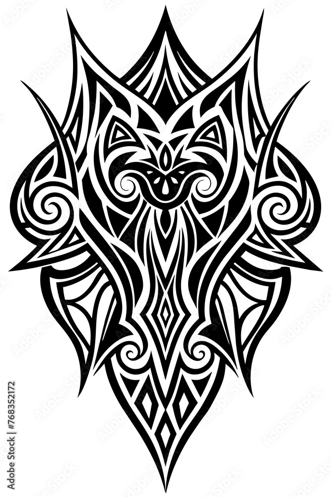 Obraz premium Minimalist tribal vector. Black and white color.