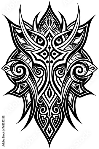 Minimalist tribal vector. Black and white color.