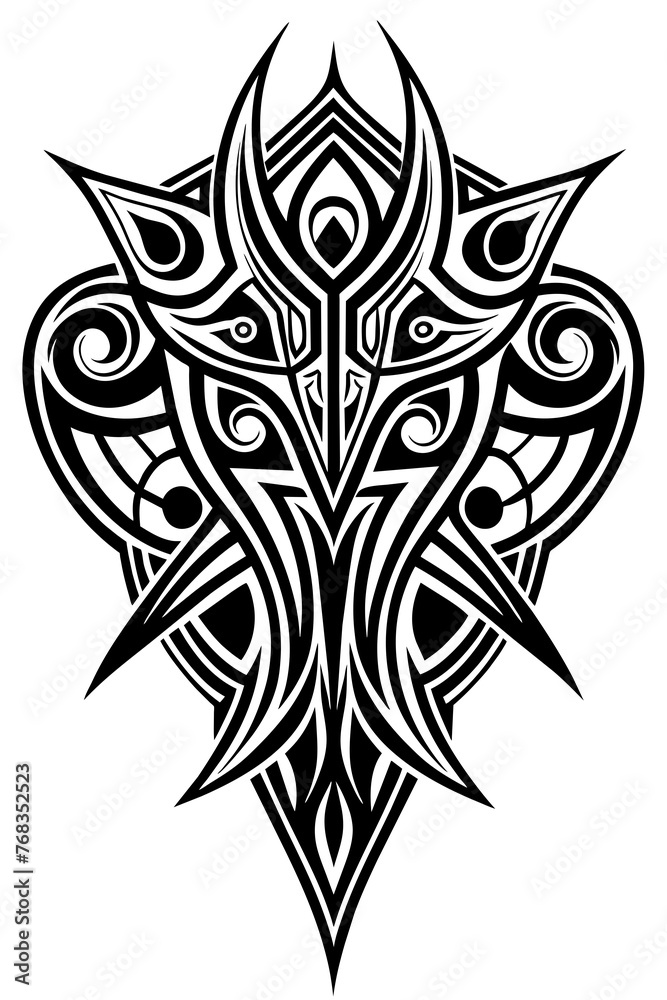 Fototapeta premium Minimalist tribal vector. Black and white color.