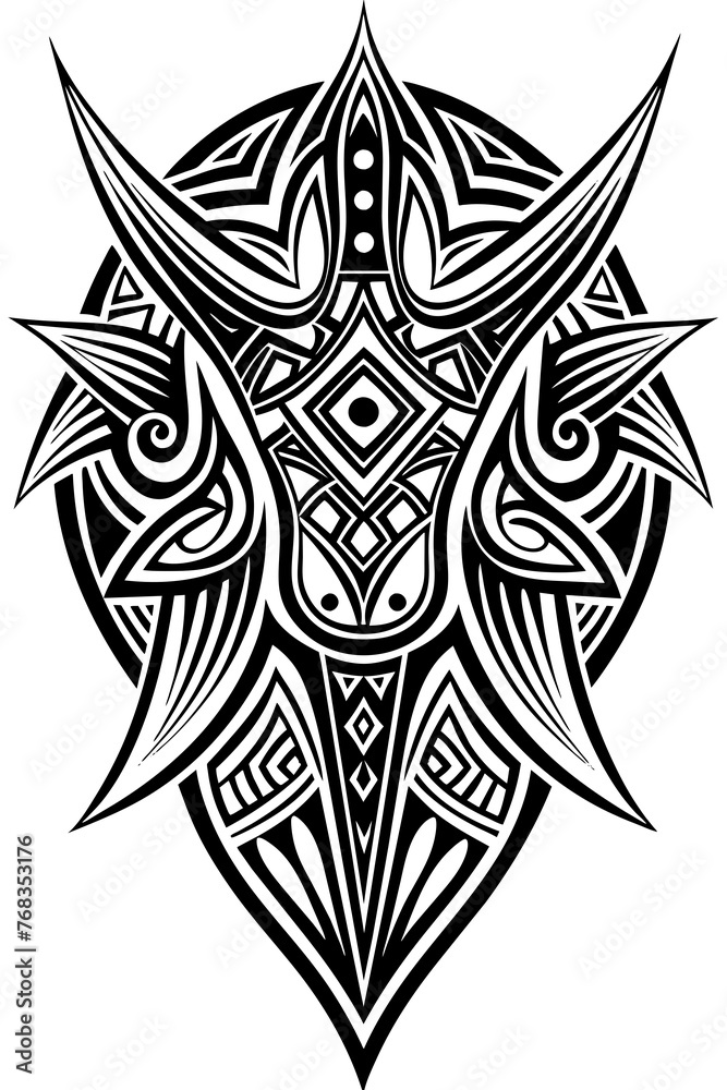 Fototapeta premium Minimalist tribal vector. Black and white color.