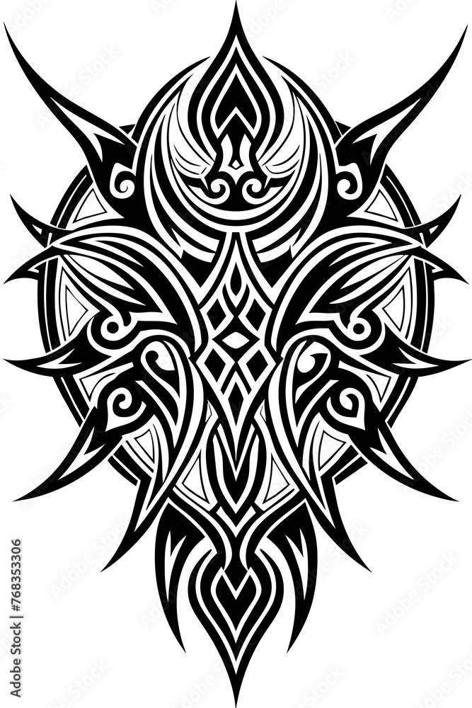 Fototapeta premium Minimalist tribal vector. Black and white color.